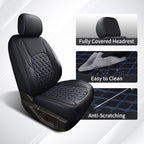 Huidasource 2007-2017 Wrangler JK Seat Covers 4 Door (Fullset/Black&Blue) | Waterproof Leather Custom Seat Cover, Front&Rear Seat Cushion Protector Fit for Jeep Wrangler JK 4-Door Sahara Sport Rubicon - Image 5