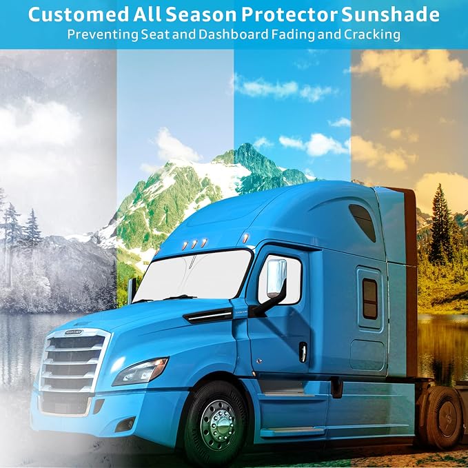 Proadsy Custom Fit 2018-2026 Freightliner Cascadia Windshield Sun Shade | 240T Heat Shield, Drops Temp 54°F, Blocks 99% UV, Prevents Dashboard Cracking, Summer Parking & Beach Trips, Easy Twist-Fold - Image 7