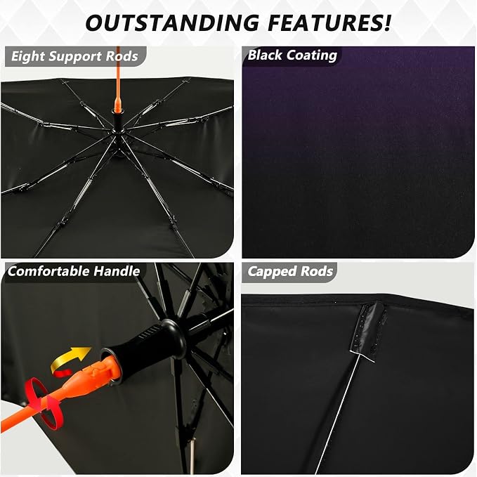 Purple Black Car Sun Shade Windshield Car Umbrella Foldable Uv Ray Reflector Front Window Sun Shade Visor Shield Cover - Image 3