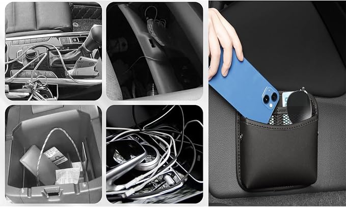 Universal Car Side Pocket Organizer for Car Seat, PU Leather Car Pocket Pouch, Door, Window, Console, Keys Cards Cell Phone Sunglasses Holder for Car, Multifunctional Car Organizer Accessories. - Image 7