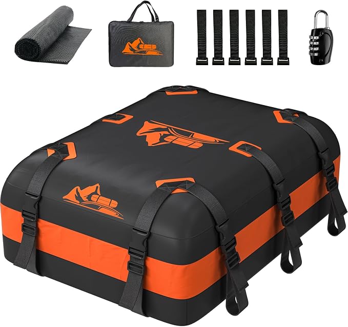 Car Rooftop Cargo Carrier Bag 15-20 Cubic Feet(20Cu.Ft-Orange) - Image 9