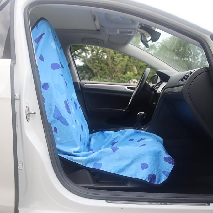 Car Seat Cover Protector Front Seats,for Gym Workout,Running,Swimming,Beach and Hiking,Waterproof Sweat Towel Bucket Seat Covers for Cars SUV Trucks (Blue Marbling, 2Pcs) - Image 6