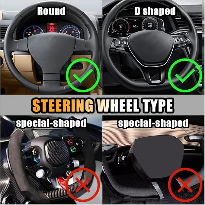 JOYCOURT 15 Inch Bling Soft Leather Car Steering Wheel Cover, Black Red | Colorful Rhinestones Design, Auto Elastic Protector for Women Girls, Crystal Diamond Car Accessories for Most Cars, SUVs - Image 5