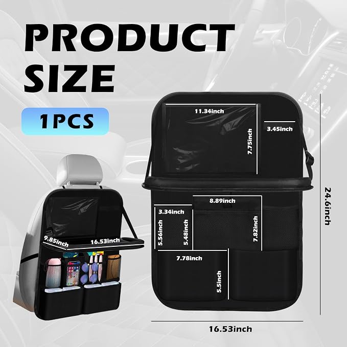 2026 Upgraded Backseat Car Organizer,Multifunctional Back Seat Car Organizer with Cars Tray & Cup Holder,Roadtrip Essentials Foldable Back of Seat Cars Organizers for Most Vehicles - Image 2
