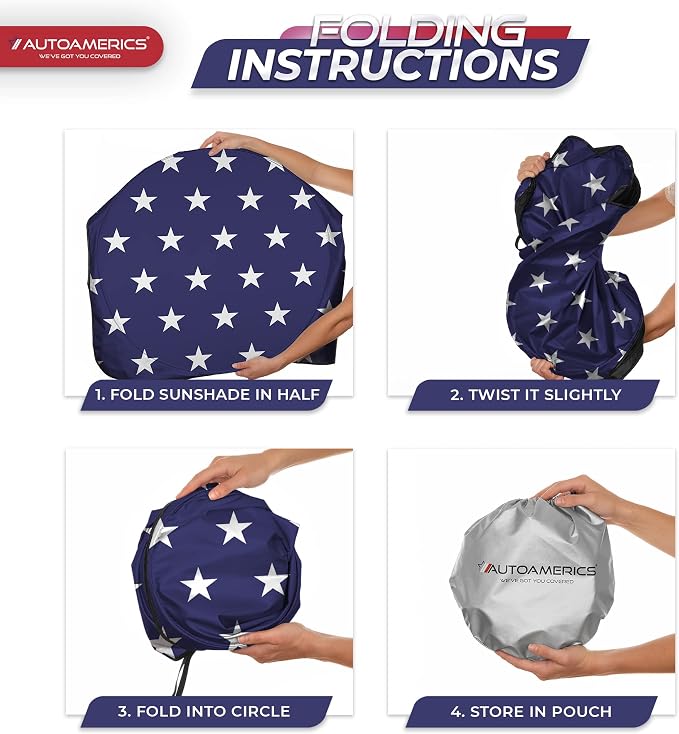 Autoamerics Truck Windshield Sun Shade with Storage Pouch & Anti-Slip Dash Pad - Foldable USA Stars Flag Design - Fits Most SUVs & Trucks - Blocks UV Rays and Keeps Car Cool | X-Large (66 x 36 inches) - Image 8