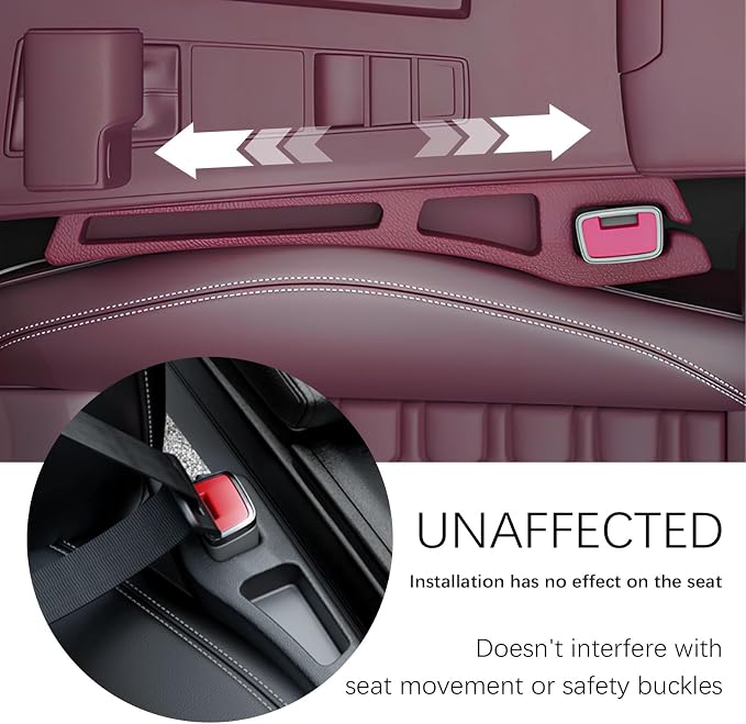 2PCS Car Seat Gap Filler Organizer,2 in 1 Car Gap Filler (Red) | Multifunctional Design,Fill and Storage Function for Storing Phones Keys Cards,No Drop Seat Guard for Cars Suvs Trucks - Image 4