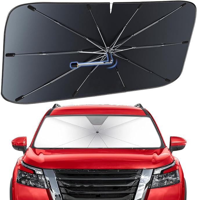 Windshield Sun Shade Umbrella for Nissan Pathfinder 2022-2026 Front Window | Heat-Reflective Window Shade, Umbrella Sunshade Cover Blocks Heat, Protects Interior, Vehicle-Specific Precision Fit by Fshaanys