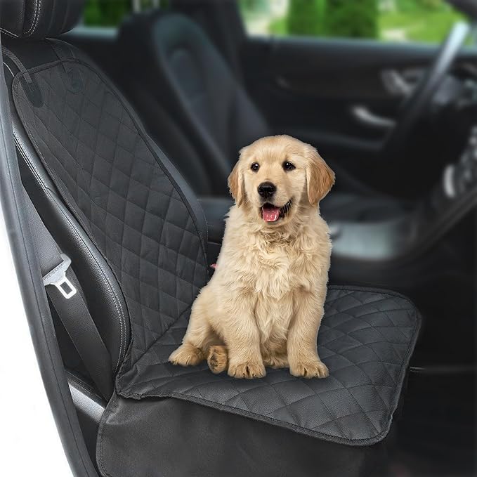 Waterproof Front Seat Car Cover, Car Seat Covers for Dogs, Nonslip Pet Passenger Seats Cover Protector, Car Accessories Scratch-Proof Pet Front Covers Universal Fit Most Auto Trucks SUVs (Black) by Unknown