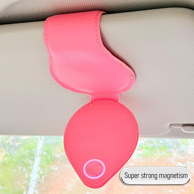 American Flag - Car Sunglass Holder, Magnetic Leather Eyeglass Hanger Mount Clip Holder for Car Visor Accessories (Pink) | Magnetic Leather - Image 5