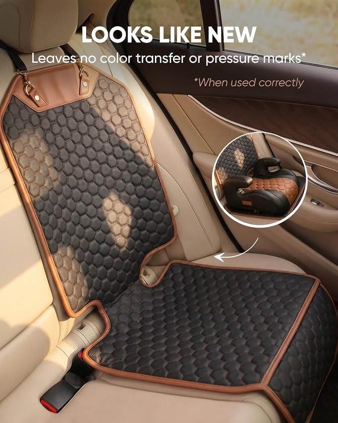 Premium Leather Car Seat Protector for Child Car Seat Cover from Dirt Scratches - Infant Car Seat Protector for Back Seat/Front Booster Seat Protector Under Baby Car Seat Waterproof 1pc Hexy - Image 6