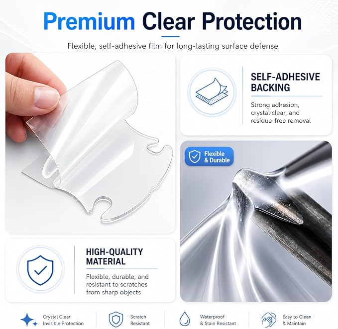 8PCS Clear Car Door Handle Protector – Transparent Anti-Scratch PET Film | Waterproof Adhesive Guard for Door Bowl & Rear View Mirror, Universal Paint Protection for Cars, SUVs, Trucks, Sedans - Image 3