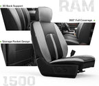 Seat Covers Custom Fit for Dodge 2009-2018 Ram 1500 Crew Cab,Black/Gray | Custom Fit Faux Leather Full Set,Waterproof & Wear-Resistant,Fits for 4th Gen Ram 1500 Big Horn/SLT/Lone Star,Easy to Clean - Image 3