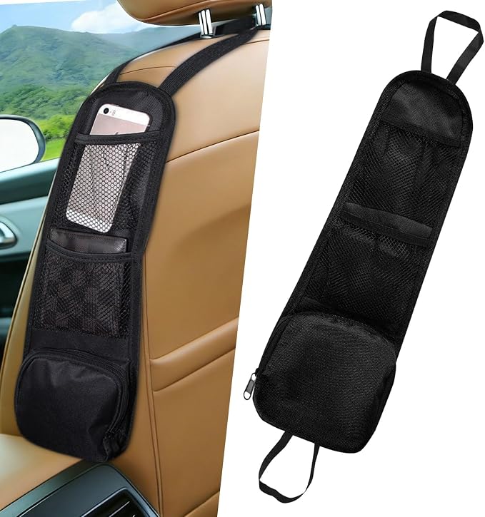 Car Seat Side Storage Pocket, Car Seat Organizer Hanging Bag (1, Black-1) by Unknown