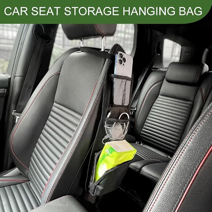 2PCS Car Seat Side Organizer, Car Storage, Auto Seat Storage Hanging Bag for Drink Glasses Phone Wallet, Auto Accessories Multifunctional Automotive Mesh Net Pocket for SUV RV Truck (2PCS) - Image 4