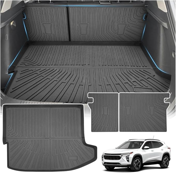 Sunsdrew Trunk Cargo Liner for 2024-2026 Chevy Trax Accessories, Rear Cargo Mat & Backrest Mats All Weather Protection Trunk Liner TPE Rubber Raised Edge by SUNSDREW