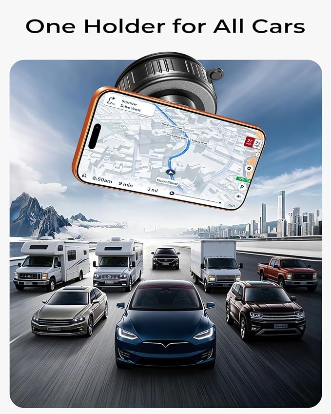 2-Pack Vacuum Magnetic Phone Holder for Car [All-Metal & 119+lbs Suction] | 360 Adjustable Suction Phone Mount for Magsafe Car Holder, [Military-Grade] Car Phone Holder for iPhone 17 Pro Max 16 15 14 - Image 8
