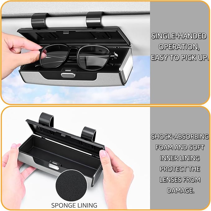 Car Sunglasses Holder for Sun Visor, Button Leather Eyeglass Hanger and Interior Storage Box - Image 5