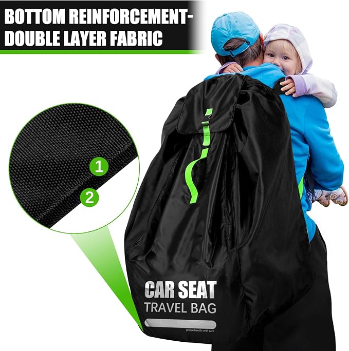 Car Seat Travel Bag for Airplane, Padded Strap Car Seat Bags for Air Travel | Large Car Seat Bags for Air Travel, Carseat Storage Bag Backpack for Airport, Carseat Cover Travel - Baby Travel Essential - Image 4