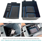 CDEFG for 2022-2025 2026 Ford Maverick Center Console Organizer Tray | for 2022-2026 Ford Maverick Armrest Trays Storage Box Coin Container Maverick Truck Accessories, 2-Pack (Blue Trim) - Image 3