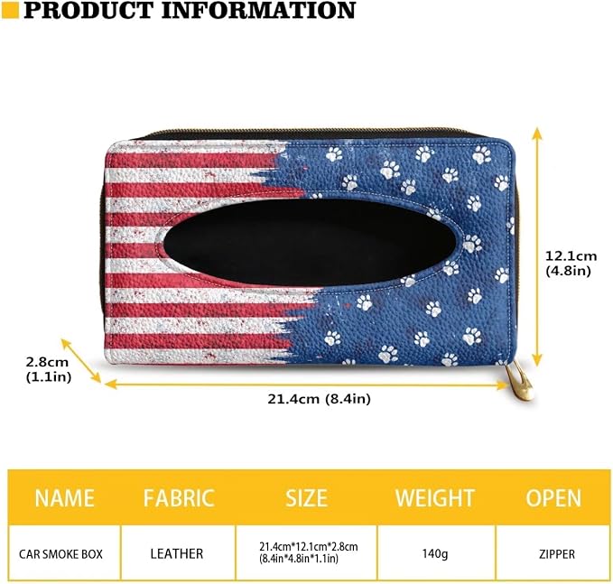 Biyejit 4th of July Visor Tissue Holder, American Flag Paws Napkins Box Holder, Tissue Dispenser for Decoration, Suitable for Most Cars - Image 6
