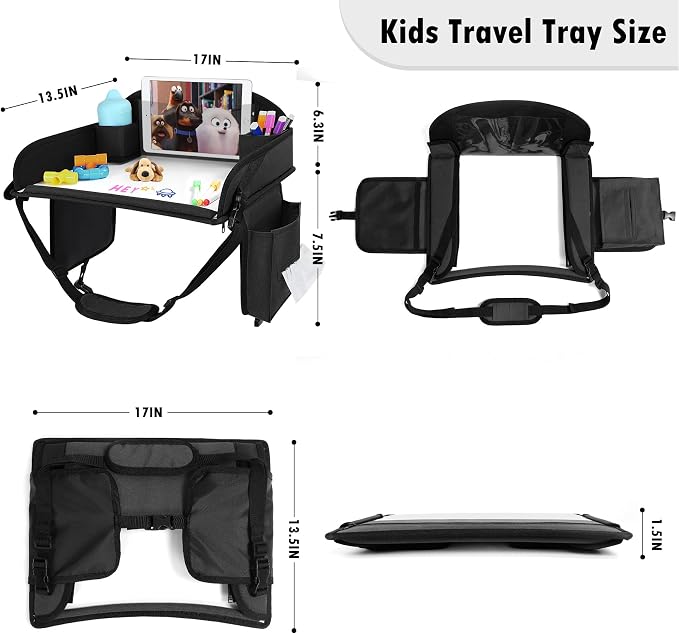 Kids Travel Tray for Toddler Car Seat, Road Trip Activities for Kid | Road Trip Essentials Accessories Lap Tray with iPad Holder Stand & Dry Erase Board as Travel Gifts for Kid,2PC - Image 8