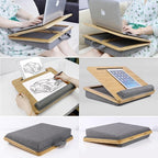 Adjustable Lap Desk for Laptop with Cushion Tablet Phone Holder | Bamboo Laptop Stand with Anti-Slip Strip, Handle Fits up to 15.6 inch or 14 inch with Mouse Space - Image 6