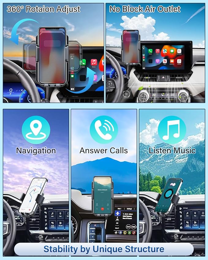PZK Car Phone Mount for Toyota Tundra 2022-2026 /Sequoia 2023-2026 14-Inch | Auto Lock Screen Car Phone Holder Limited/Platinum Tundra Accessories 360° Rotation Hands Free Cradles Not Block Vent - Image 9