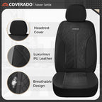 Coverado Car Seat Covers, Seat Covers Full Set, Mesh Breathable Seat Protectors 5 Seats, 5-Piece Black Automotive Seat Covers, Universal Fit for SUV, Sedan, Truck - Image 2