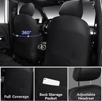 CAR PASS Luxury Nappa Leather Front Seat Covers, Waterproof 3D Foam Seat Covers with Lumbar Support, Breathable Auto Seat Cover Airbag Compatible Universal Fit for Sedan SUV Van Truck, All Black - Image 5