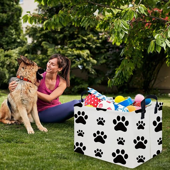 Rectangular Dog Basket,Nursery Hamper,Collapsible canvas kids toy storage box,Kids room storage basket,Gift Basket(Dogs) - Image 2