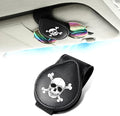 Sunglass Holder for Car Visor, for Anime Skull Skeleton Magnet Sunglasses Holder for car, Cartoon Leather Car Sunglass Holder, Visor Sunglass Holder with Glasses Cards by FLYEEGO