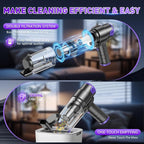 KMM Handheld Car Vacuum Cleaner, 16000PA Hand Held Vacuum & Air Duster | Strong Suction, Portable, Cordless, 120W High Power Rechargeable, Multi-Nozzles & LED Liht, for Home, Car, Office - Image 5