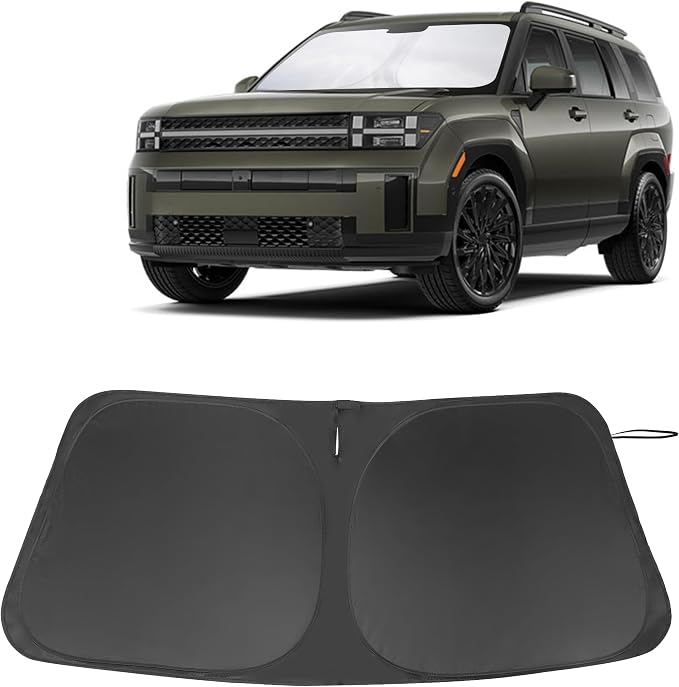 Front Windshield Sun Shade Foldable Front Window Sun Shade Visor Custom Fit for 2024-2026 Hymdai Santa Fe Block UV Rays Heat Sun Shield Keep Car Cooler Car Accessories by FannycCargoCover