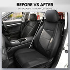 GIANT PANDA 2PCS Front Seat Covers for Chevy Silverado & GMC Sierra 1500 2500 3500 2007-2026 Crew Extended Double Cab Pickup,Custom Fit Chevy & GMC Truck Seat Protectors,Faux Leather (Black&Gray) - Image 8