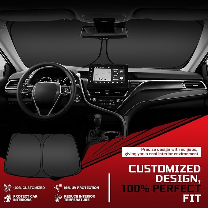 Windshield Sun Shade for 2022 2023 2024 2025 2026 Ford Maverick | Foldable Sun Sunshade for Car Front Window Blocks UV Rays and Heat Automotive Interior Protector Custom Fit Accessories - Image 2