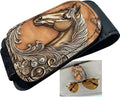 Horse Car Sunglasses Holder Universal Magnetic Visor Accessories | Mighty Horse Cars Accessories Leather Glasses Clip for Sun Visor Eyeglass Hanger Organizer for Women and Men Gifts Decor by TRXYQ