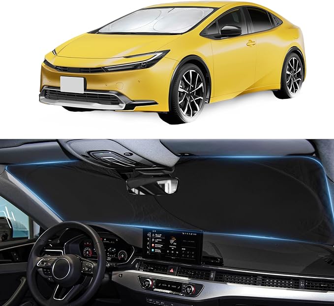 Sun Shade for Toyota Prius 2023-2025 2026 Windshield Sunshade Sun Visor | Custom fit Prius Foldable Front Window Cover Retractable Protector Keep Interior Cool UV Blocker by BOODANCARS