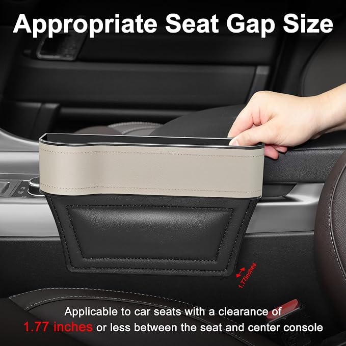 Car Seat Gap Filler Organizer, 2 Pack Multifunctional Car Seat Organizer, Auto Console Side Storage Box with Cup Holders 2 Seat Hooks for Drink, Car Organizer Front Seat for Holding Phone, Sunglasses - Image 3