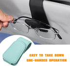 Sunglasses Holder for Car Visor, Microfiber Leather Magnetic Sun Visor Eyeglasses Hanger & Ticket Card Clip, Multi-Function Automotive Interior Glasses Mount, Universal Fit (Sky Blue) - Image 4