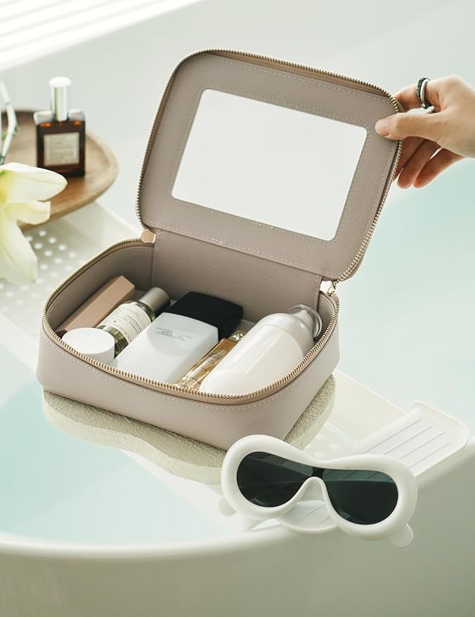 Clear Makeup Bag Travel Cosmetic Case Clear Toiletry Bag with Zipper Make Up Organizer Traveling Compact Car Bag Stone Medium - Image 5