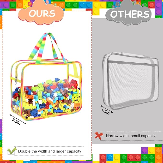 6 Packs Large Toy Storage Bags with Labels, Reusable Clear PVC Board Game Storage, Travel Waterproof Organizer Bags with Zipper Large Capacity (Gradient Color) - Image 5