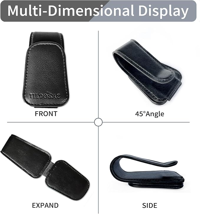 TILDOSAC Magnetic Sunglass Holder for Car Visor,Leather Glasses Holder,Vehicle Accessories Sunglasses Visor Clip for Truck 2 Pack - Image 4