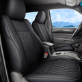 Coverado Tacoma Seat Covers Full Set, Faux Leather Seat Covers Custom Fit for 2005-2023 Toyota Tacoma Double/Crew Cab Base Prerunner SR5 Limited TRD Sport Interior Covers (Black) by COVERADOAUTO
