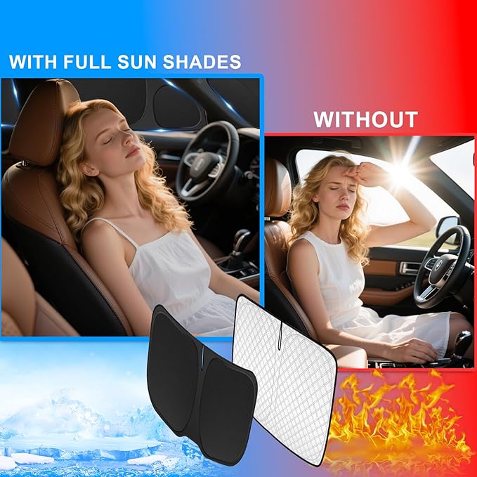 KMF 8pcs Thicken Sun Shades for Mazda CX-50 Accessories 2023-2025, Custom Full Window Sunshade Car Window Covers for Windshield Side Rear, UV Block and Blackout Privacy for Car Camping Outdoor - Image 3