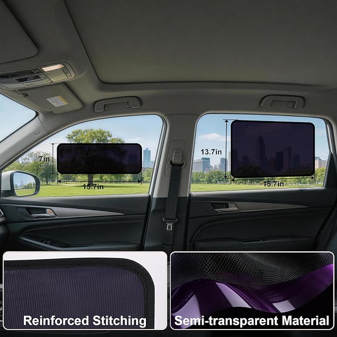 Static Cling Car Window Shades, 2 Sizes Combo Pack, 4PCS Set | Two Size Combination, Secure Hold, Clear & Privacy Coverage, Residue-Free Removal, Ideal for Driver & Passengers - Image 2