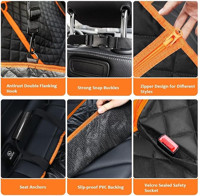 M/P Dog car seat Cover for Pets 100% Waterproof Seat Cover Hammock with Mesh Window 600 D Heavy Duty Scratch Proof Nonslip Durable Soft Back seat Cover for Cars Trucks and SUVs seat Covers - Image 7