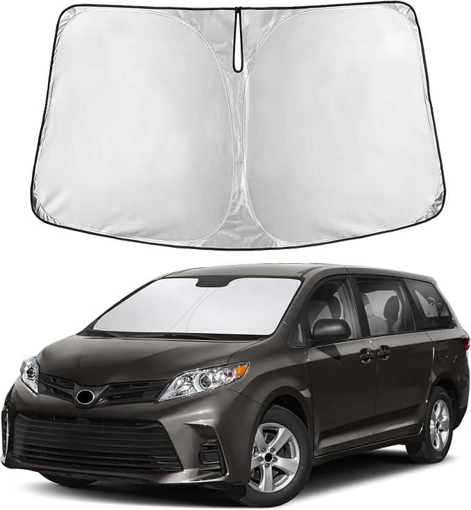 Autovir Windshield Sun Shade Fit for 2011-2018 2019 2020 Toyota Sienna | Sunshade, Front Car Window Shades Sun Visor, Blocks UV Rays & Heat, Car Accessories by Autovir