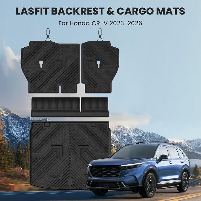 LASFIT Cargo Liner for Honda CR-V 2023-2026 (Gasoline & Hybrid & e:FCEV) | All Weather Custom Fit Anti-Slip Pet Friendly Easy Clean TPE Trunk Mat with Backrest Mat (Upper Position) - Image 3