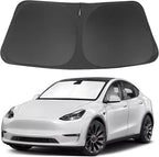Windshield Sun Shade for 2017-2026 Tesla Model Y/Juniper 3/Highland | Full covered, Foldable & Durable, Block UV Rays, Reduce Heat, Easy to install, Keep Car Cooler by LHFLIVE