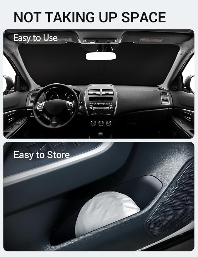 Proadsy Custom Fit 2011-2026 Mitsubishi Outlander Sport Windshield Sunshade | 240T Heat Shield, Drops Temp 54°F, Blocks 99% UV, Prevents Dashboard Cracking, Summer Parking & Beach Trips, Easy Twist-Fold - Image 9